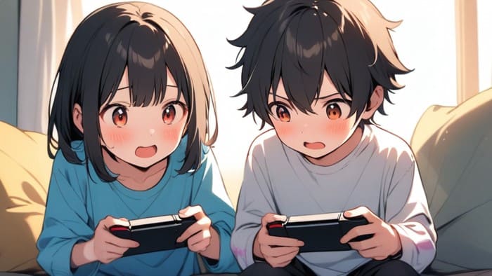 イメージ画像 ゲームで遊ぶ若い子供たち