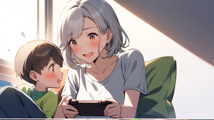 イメージ画像 ゲームで遊ぶ親子