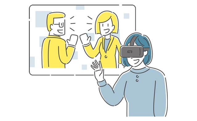 メタバースで会話する女性のイラスト VR