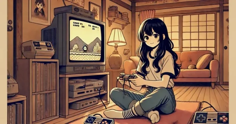 イメージ画像：レトロゲームで遊ぶ女性