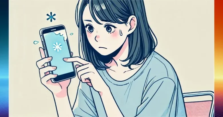 イメージ画像：スマホのフリーズ対策を考えている女性