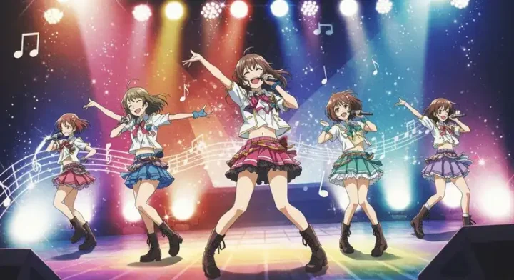舞台で踊るアイドルたち