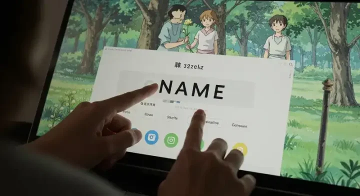 名前設定パネルを操作する手元