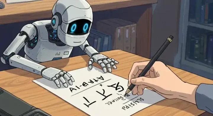 ノートに名前を書く人とAI