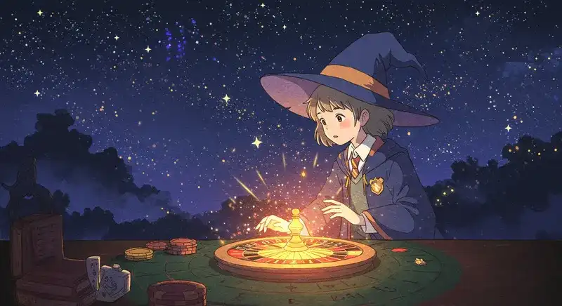 ルーレットを見つめる魔法使いの少女