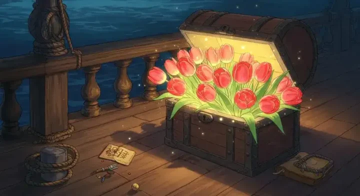 宝箱の中のチューリップの花束
