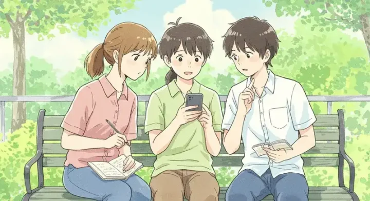 前向きな表情で話すファンたち