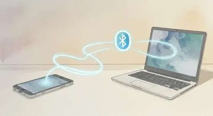 Bluetooth接続中のスマホとPC