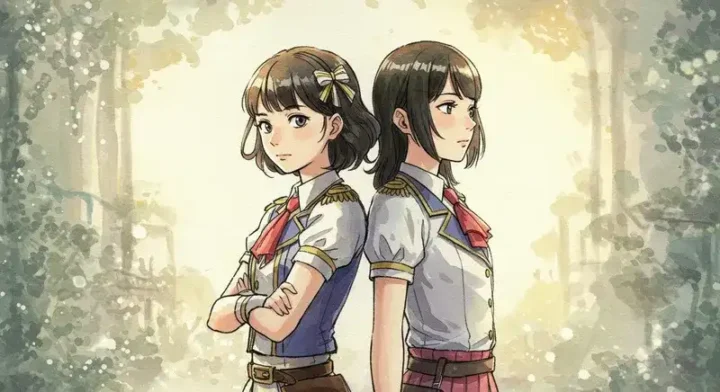 背中合わせに立つ二人のアイドル
