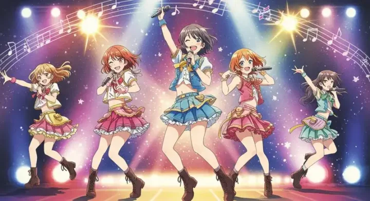 舞台で踊るアイドルたち