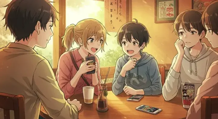 カフェで語り合うファンたち