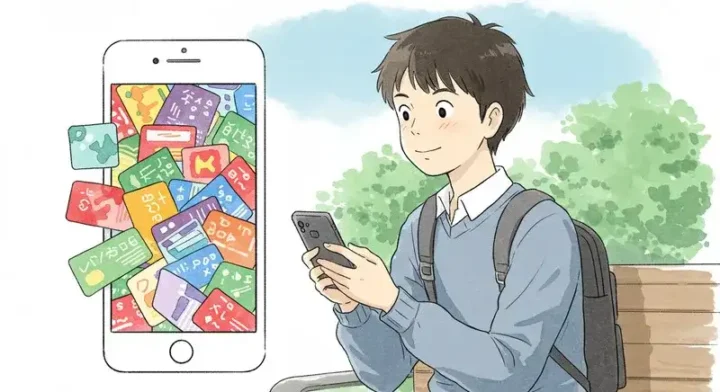 報酬カードを集める学生