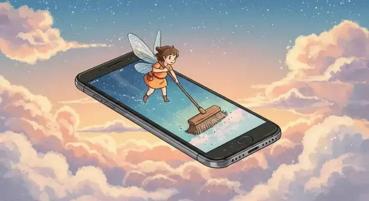 スマホの中を掃除する妖精