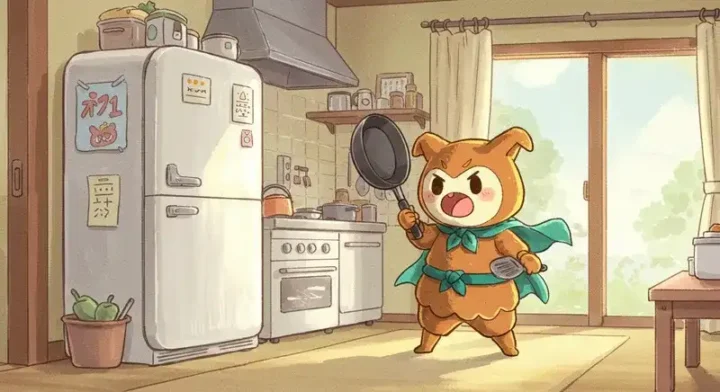 キッチンで戦うキャラの風景