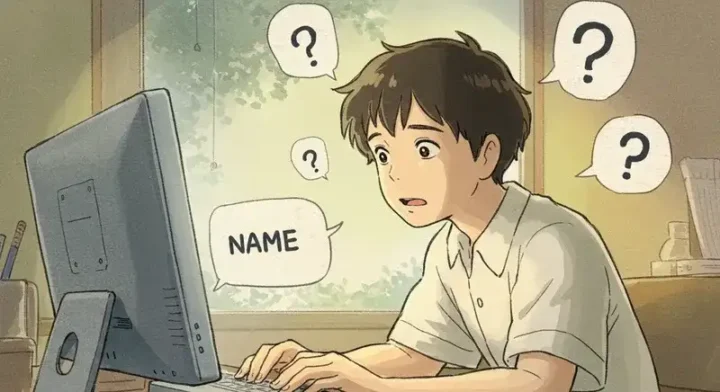 ジェネレーター画面を見て悩む青年