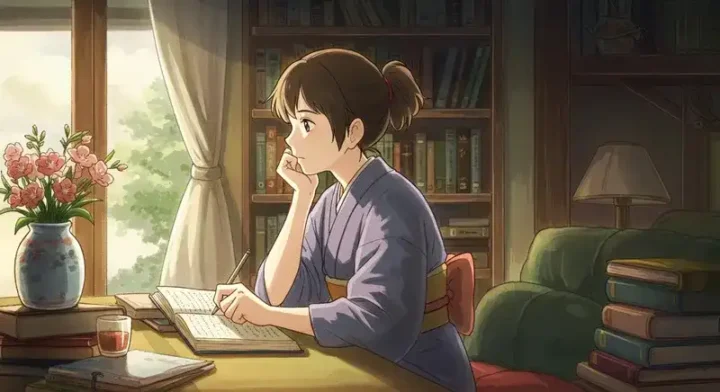 ) ノートに名前をメモする女性