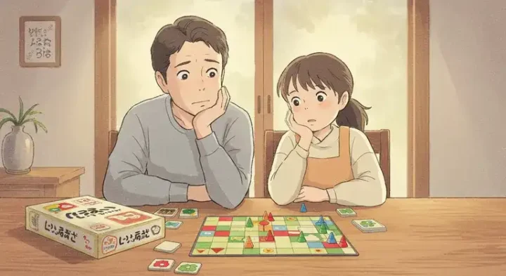 ウボンゴの前で悩む親子の姿