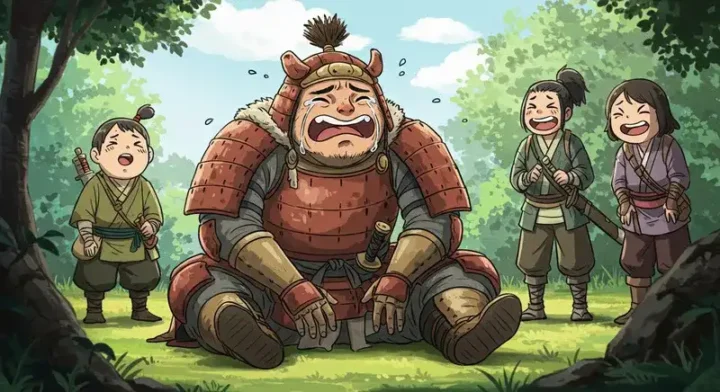 泣いてる戦士と笑う仲間たち