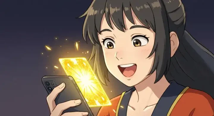 光るカードに喜ぶプレイヤー