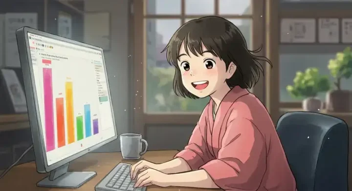 名前生成ツールを見る少女