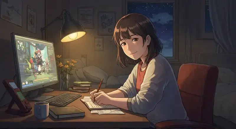 「自信を持ってゲーム名を考える少女」