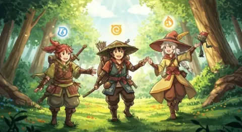 ゲームキャラに名前をつけ満足げな若者