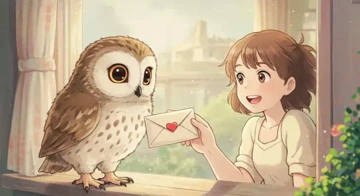 手紙を運んでくるフクロウ